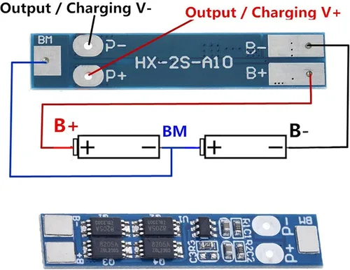Vista 3 de 6 unids 2S 7.4 V 8.4 V 8 A 18650 placa de protección de batería PCB BMS módulo de protección para celda de batería de litio de iones de litio