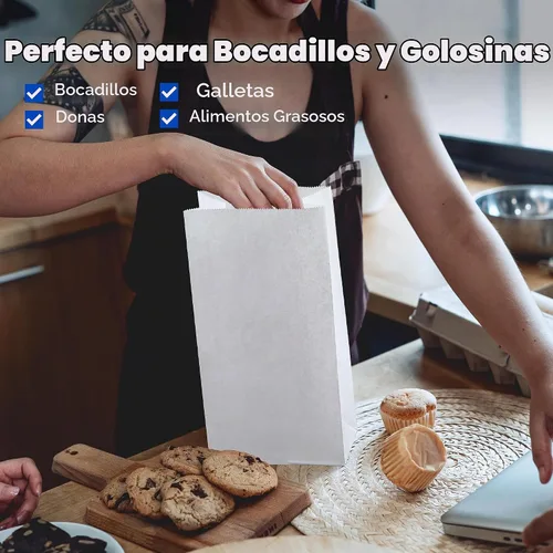 Vista 6 de Fit Meal Prep Paquete de 125 bolsas de papel encerado de 4 libras, biodegradable, resistente a la grasa, para aperitivos, galletas, sándwich