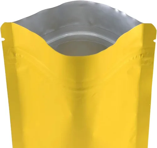 Vista 2 de QQ Studio Bolsas de pie de aluminio Mylar mate sellables de doble cara (paquete de 100) (5.1 x 7.1 pulgadas, oro mate)