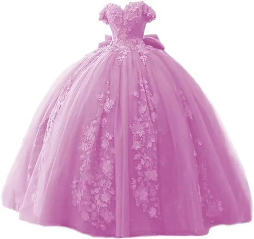 Vista 4 de TRHTX Vestidos de quinceañera de encaje con cuentas, vestido de baile hinchado con hombros descubiertos, vestidos de graduación 2022 Sweet 15 16