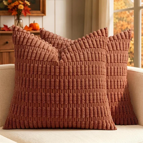 Vista 12 de MIULEE - Paquete de 2 fundas de cojín decorativas de corduroy, modernas y boho, suaves, con rayas, decoración del hogar, sofá, sala de estar, sillón