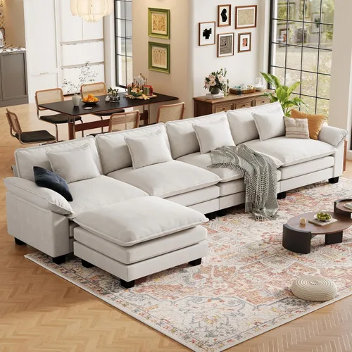 Vista 9 de CDCASA Silla de acento de gran tamaño de 50'' con otomana Asiento extra ancho y profundo estilo sofá nube para sala de estar, dormitorio, rincón