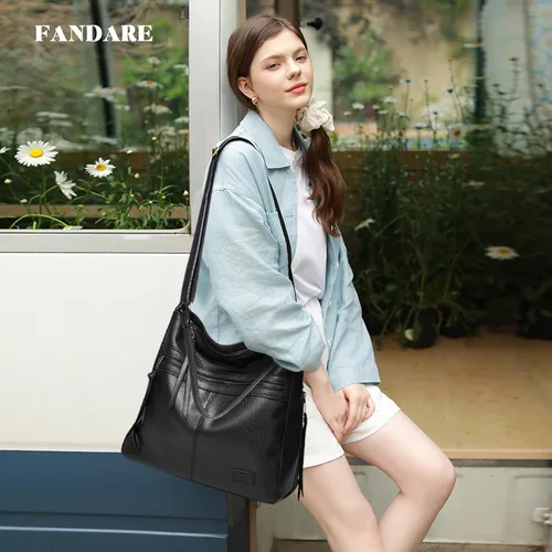 Vista 2 de FANDARE Bolso de mano vintage para mujer, con asa superior