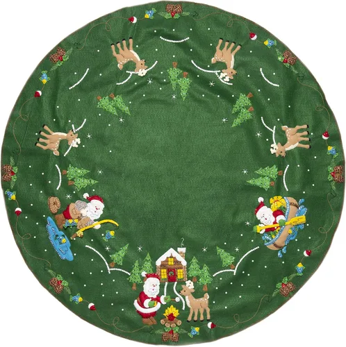 Vista 3 de Bucilla 86954E - Kit de falda de árbol de Navidad de 43 pulgadas, apliques de fieltro, Lodge Santa
