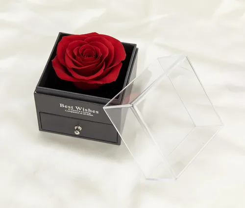Vista 6 de Hyindoor Collar con 100 idiomas diseño de rosa eterna caja de joyería de flores eternas regalo de cumpleaños día de San Valentín cumpleaños día