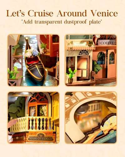 Vista 3 de Rolife Kit de rincón de libros para adultos, kit de rincón de libros en miniatura, rompecabezas de madera 3D, sujetalibros decorativos creativos