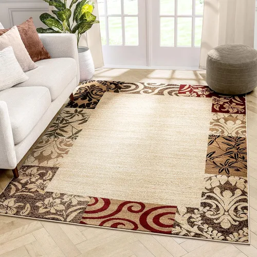 Vista 5 de Well Woven Barclay Vane Willow Damask - Alfombra moderna de 7 pies 10 pulgadas, redonda, color beige