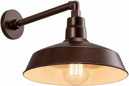 Vista 31 de 14 pulgadas. RLM Warehouse - Pantalla con brazo de cuello de cisne y bombilla Led A19 5000K de 9W Negro satinado (paquete de 1)