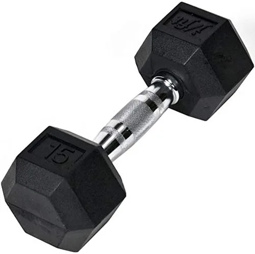Vista 9 de JFIT Rubber Hex Dumbbell Single, Knurled Grip Free Weight for Men & Women, Strength & Cardio Training Home Gym Workout