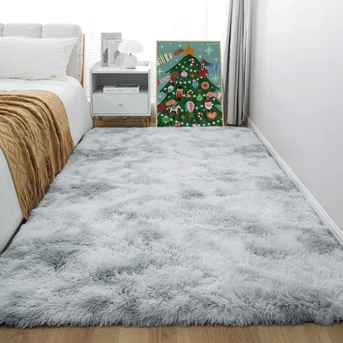 Vista 40 de KICHOWUA - Tapete grueso y esponjoso de 3 x 5 pies, color negro, ultrasuave, lavable, antideslizante, acogedor y peludo, para sala, dormitorio