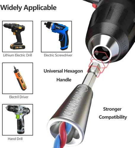 Vista 3 de Conector de tuerca de alambre premium, vástago de acero inoxidable, herramienta de torsión de cable duradero para taladro eléctrico (2 unidades)