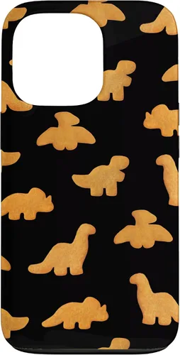 Vista 10 de iPhone 16 Dinos - Patrón de pepitas de pollo Divertida funda negra de dinosaurio realista