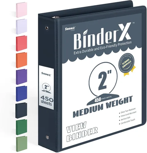 Vista 45 de BinderX - Carpeta de 3 anillos redondos extraduradera de 1 pulgada, se adapta a 175 hojas de papel de 8.5 x 11 pulgadas, cubierta personalizable