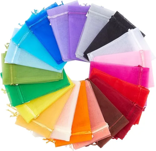 Vista 14 de TheDisplayGuys - Paquete de 48 bolsas de regalo de organza transparente negra de 2 x 2-3/4 pulgadas con cordón, bolsas de regalo para joyas, bolsas