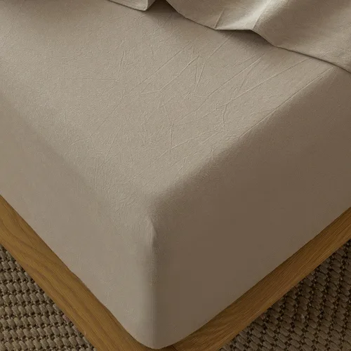 Vista 35 de MooMee Sábana bajera ajustable de solo 100% algodón lavado con textura parecida al lino, transpirable, duradera, suave, cómoda, bolsillo profundo
