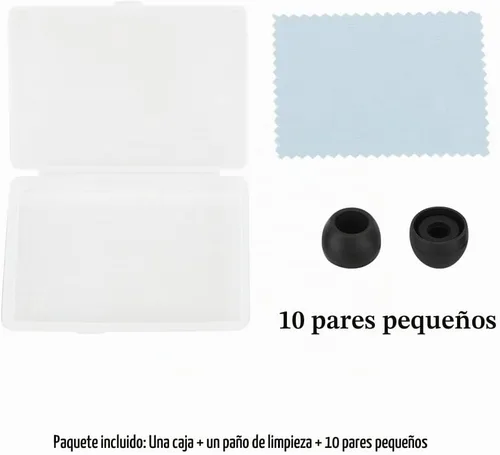 Vista 2 de Auriculares de silicona pequeños de repuesto para auriculares intrauditivos, puntas de goma, 10 pares (negro)