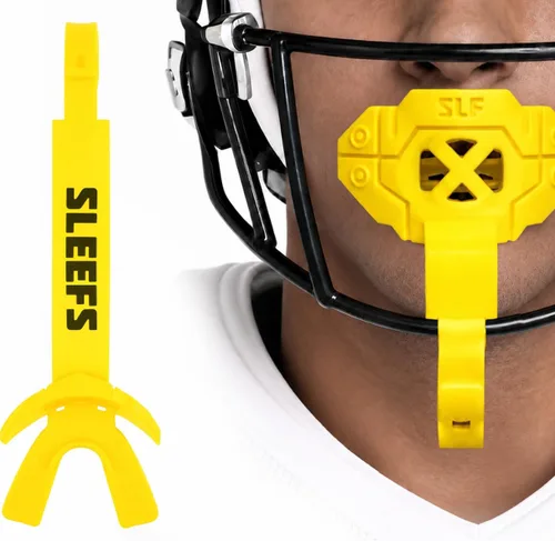 Vista 13 de SLEEFS X - Protector bucal de fútbol con correa para protección contra Negro