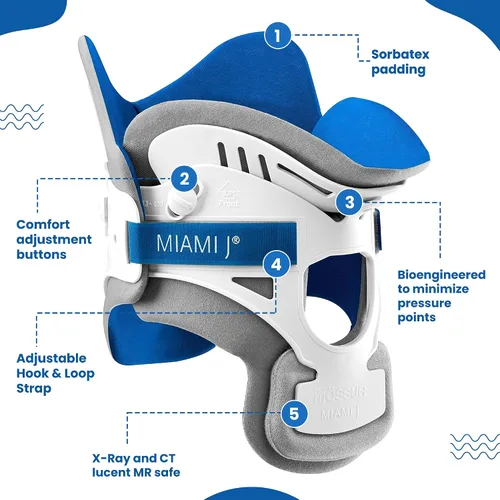 Vista 2 de Ossur Miami J Collar Cervical para el Cuello - Soporte para el Cuello para Alivio del Dolor y Apoyo Collar Cervical para Dolor de Cuello y Apoyo