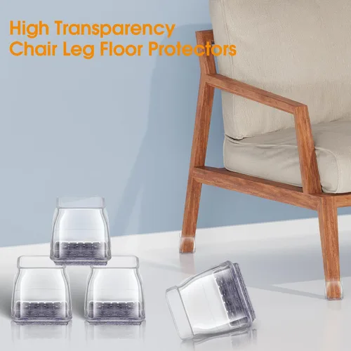 Vista 6 de 36 protectores cuadrados para patas de silla, almohadillas de fieltro de alta elasticidad para suelos de madera dura, protectores de piso