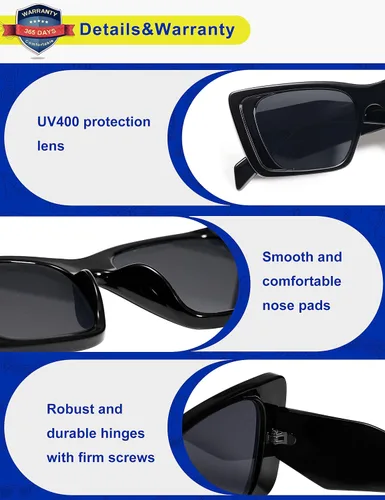 Vista 7 de VANLINKER Gafas de sol rectangulares de ojo de gato de moda para mujer y hombre, marco estrecho de lujo, gafas de sol de moda VL9762