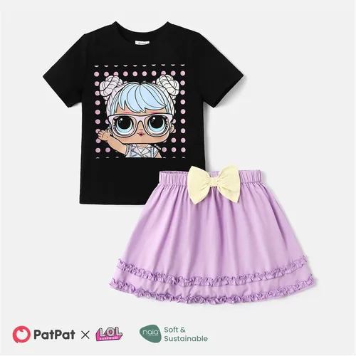Vista 2 de L.O.L. Surprise! Girls Kids Clothes Outfits Girls Cotton Tops Tee Tshirts Dress Skirt Set