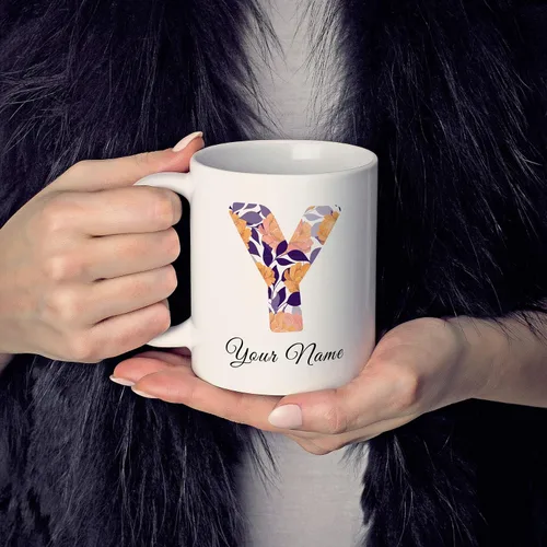 Vista 4 de Livado Taza de café personalizada, regalo para mujeres, con monograma con nombre e inicial, bonita taza de café para ella, mamá, esposa, novia