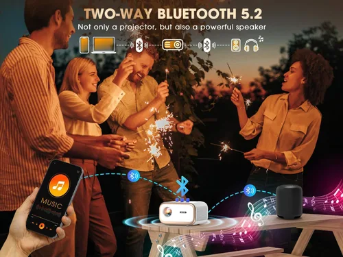 Vista 7 de VIZONY Proyector inteligente con WiFi 6 y Bluetooth, compatible con aplicaciones Netflix/YouTube/Prime Video, enfoque automático y Keystone, motor