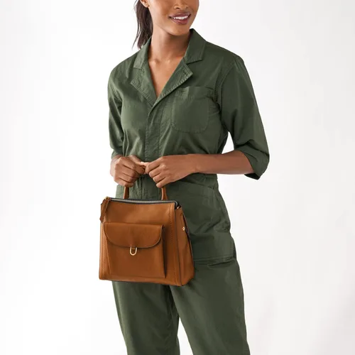 Vista 4 de Fossil Parker - Mini mochila de cuero para mujer, Saddle