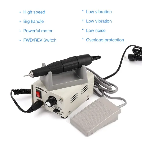 Vista 8 de Fuerte 90 65 W 35000 RPM profesional máquina de taladro de uñas de acero inoxidable pedicura uñas pulido manicura máquina