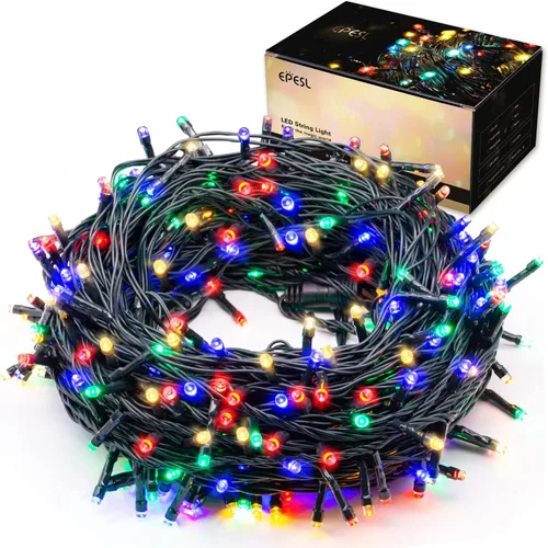 Vista 10 de Guirnalda de luces para decoración de Navidad, 82.0 ft, 220 LED, 8 modos, función de extremo a extremo, extensible, enchufable, impermeable