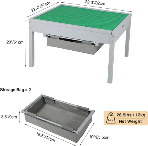 Vista 2 de RedSwing Mesa de actividades para niños con almacenamiento, mesa de juegos gris