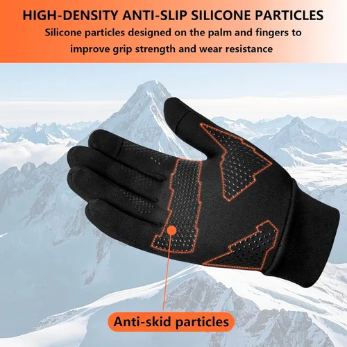 Vista 4 de Guantes de invierno para correr para hombres y mujeres, forro térmico para clima frío, guantes térmicos cálidos negros para pantalla táctil, guantes