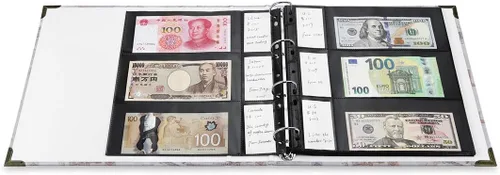Vista 3 de MUDOR Fundas para monedas, 60 bolsillos para billetes de repuesto para Páginas de moneda NEGRO