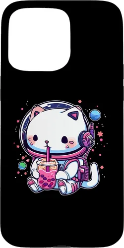 Vista 28 de iPhone 16 Kawaii Cat Bubble Boba Tea In Space Astronaut Anime Girls Case