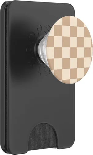 Vista 6 de PopSockets MagSafe PopGrip de tablero de ajedrez clásico a cuadros beige claro para iPhone
