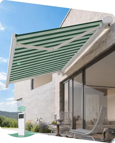 Vista 8 de Yoolax 12' x 8.2' Motorized Retractable Awning for Patio with Solar Powered Beige