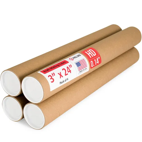 Vista 13 de Tubo de cartón reforzado de 2 x 18 pulgadas, paquete de 4 tubos con 8 tapas, seguro aprobado por USPS, ideal para envío y almacenamiento