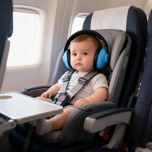 Vista 2 de Auriculares de bebé con cancelación de ruido, orejeras para bebés de 1 a 24 meses, color azul