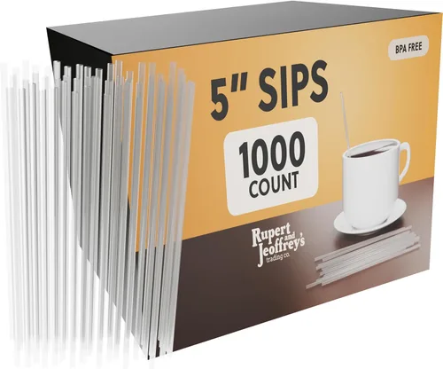 Vista 16 de Pajita Agitadora de Café de Plástico Desechable - Palito Agitador de Sorber de 5 Pulgadas (Negro, 1,000 unidades) Pajitas de café y pajitas