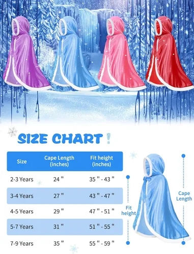 Vista 7 de Girl Fur Princess Cape with Hood Girls Cloak for Little Girls Dress up Halloween Christmas Costumes