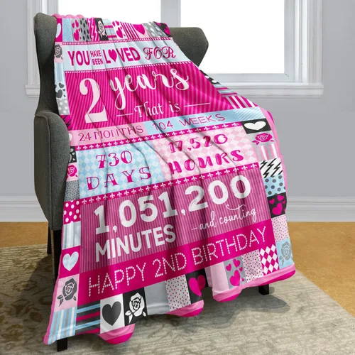 Vista 2 de YISUMEI Pink Love Rose Elements - Manta de cumpleaños para niña de 2 años, 50 x 60 pulgadas, moderna, multiusos, lavable a máquina