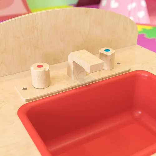 Vista 10 de Flash Furniture Hercules - Fregadero de cocina de madera para niños para uso comercial o doméstico, seguro, diseño apto para niños