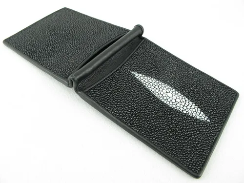 Vista 4 de Pelgio Cartera plegable delgada con clip de dinero para piel de Stingray