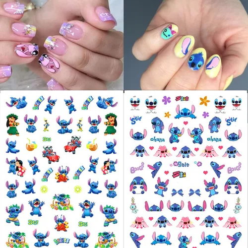 Vista 3 de 6 hojas de calcomanías de arte de uñas, calcomanías 3D autoadhesivas Kawaii, calcomanías de uñas para suministros de arte de uñas, calcomanías