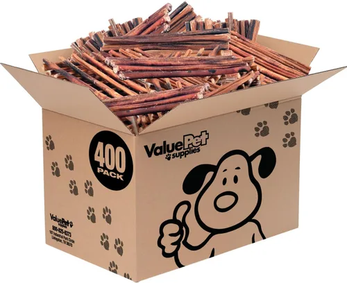 Vista 17 de ValueBull Bully Sticks para perros, medianos de 12 pulgadas, 100 unidades, totalmente naturales, alimentados con pasto, de un solo ingrediente
