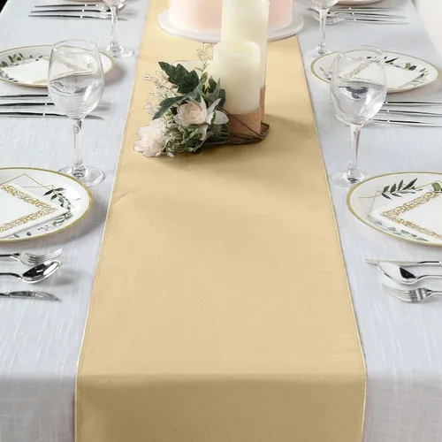 Vista 14 de Efavormart - Camino de mesa de poliéster de alta calidad azul claro para bodas, fiestas de cumpleaños, banquetes, decoración, ajuste rectangular