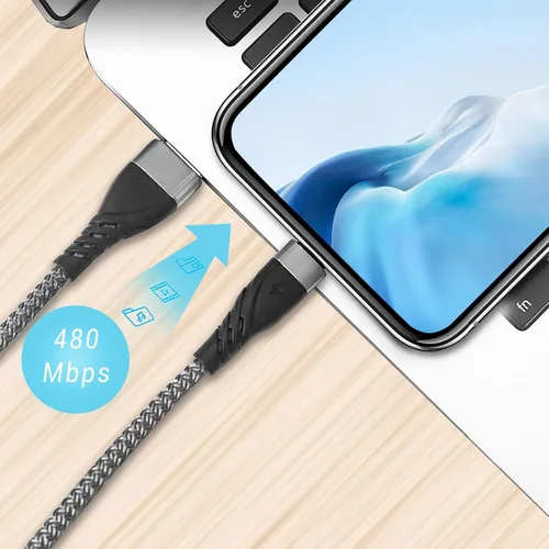 Vista 4 de Cable micro USB de 1 pie [3 unidades], USB corto a micro trenzado USB 2.0 cable de carga rápida y sincronización de datos compatible con Samsung