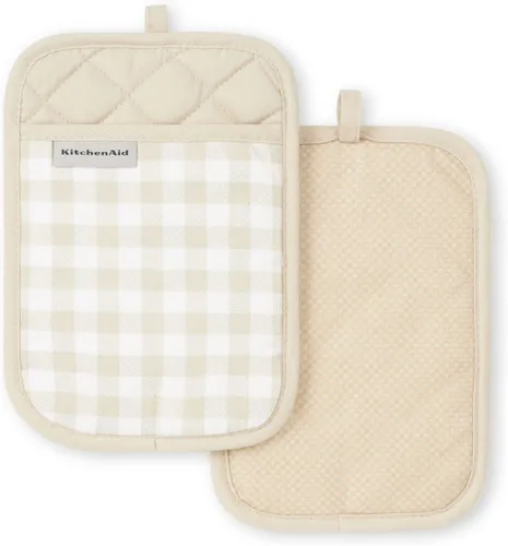 Vista 6 de KitchenAid Juego de 2 soportes para ollas a cuadros, cielo aguamarina, 7 x 10 pulgadas