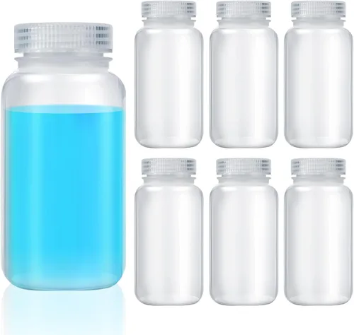 Vista 29 de Tatuo 6 piezas 30 ml 1 oz botellas de reactivo de polipropileno de plástico con tapas de rosca, envases de muestra transparentes de PP con tapa