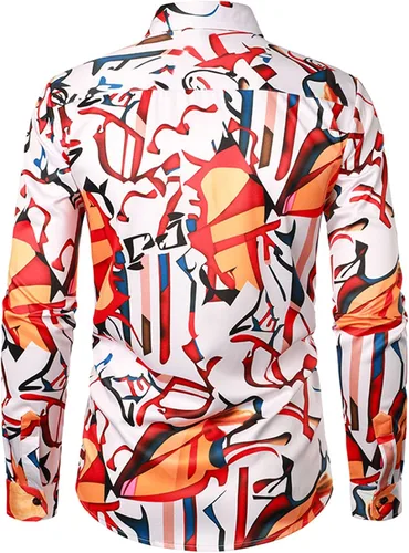 Vista 4 de Blusa de negocios para hombre ropa Lisa con botones Camisetas de manga larga con cuello vuelto túnica viaje oficina